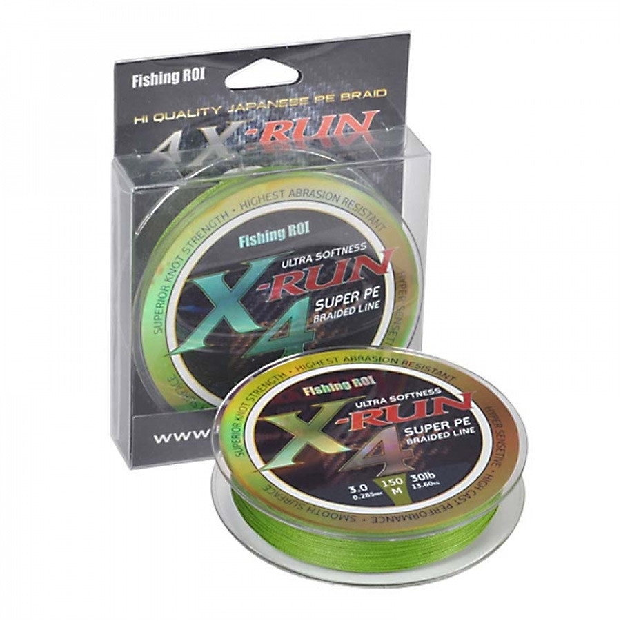 Шнур Fishing ROI X-Run Braid 4PE 150м 0,285мм 13.6кг цвет-Olive Green 