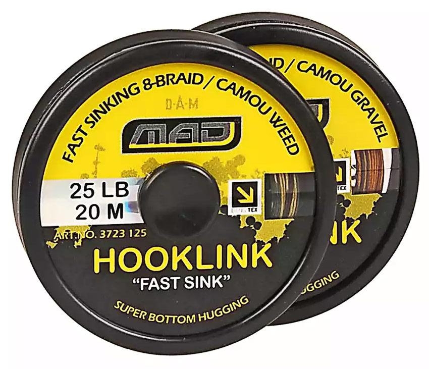 Шнур поводочный DAM MAD Hooklink 8-braid "Fast Sink" 20м 25lb (color-camou weed) 