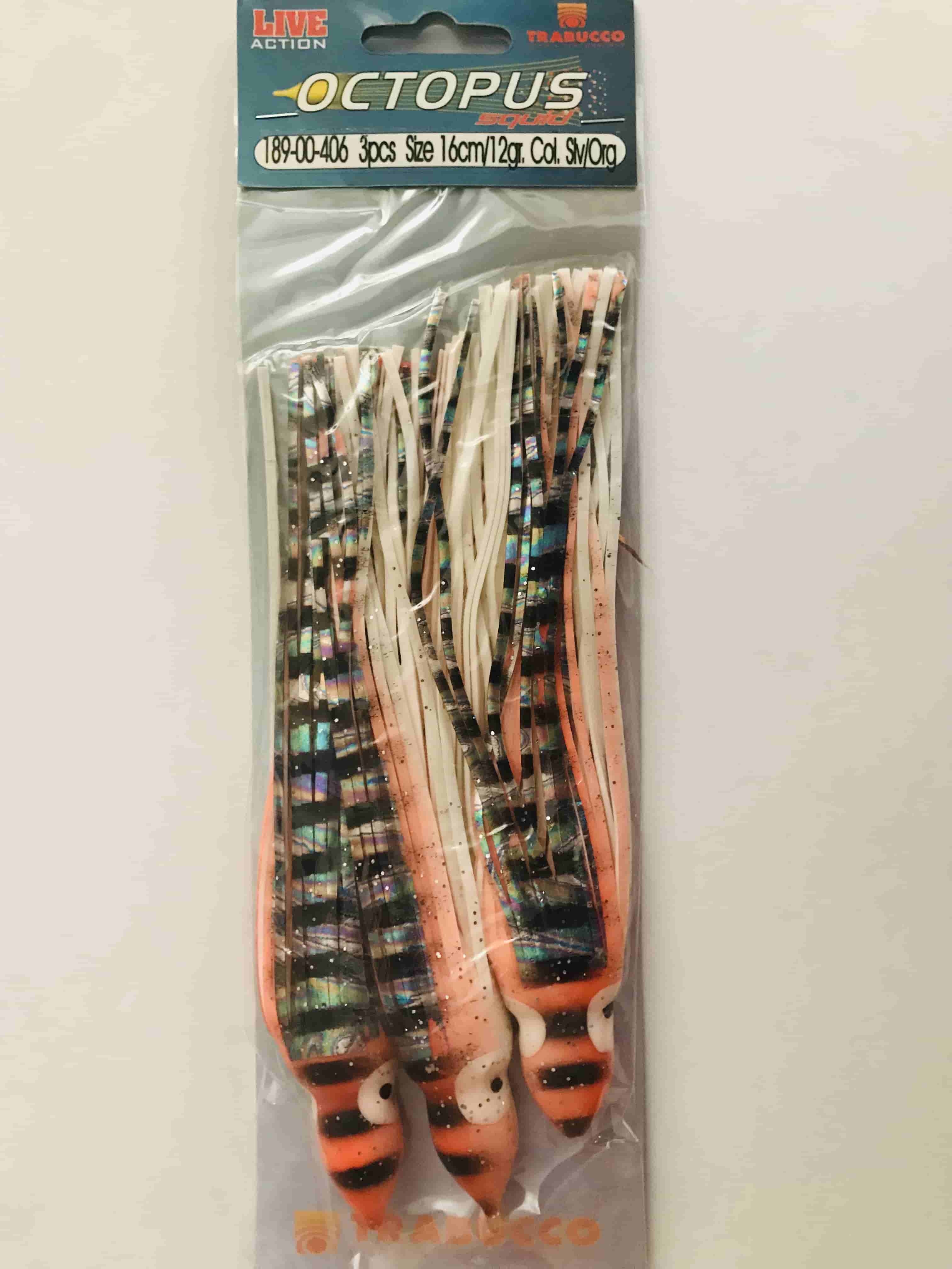 Силиконовая приманка Trabucco Октопус OCTOPUS HOLO Squid SLV/ORG 3pz