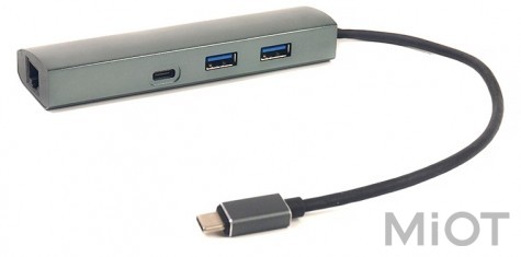 Перехідник PowerPlant Type-C - 2xUSB 3.0, Type-C USB 3.1, Gigabit Ethernet (CA910557)