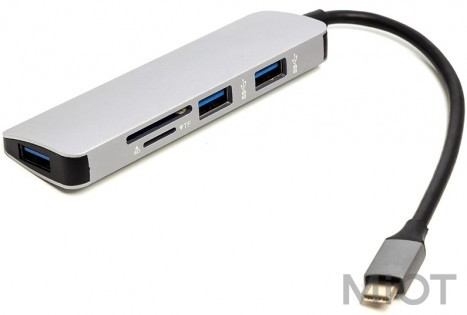 Перехідник PowerPlant USB Type-C - 3*USB 3.0 Ports + TF/SD Card Reader (CA912100)