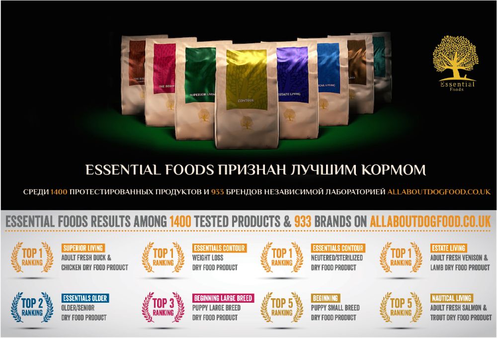 Essential Foods (Denmark) - лучшая еда для собак и котов, Альтернатива Acana, Orijen и отсутствие аллергии